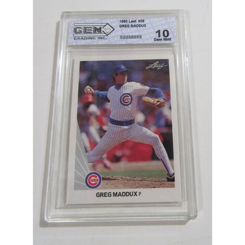 1990 Leaf Greg Maddux Gem Grading Inc 10 GEM MINT Baseball Card #25 Cubs
